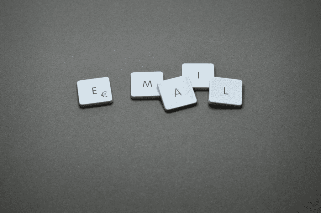 Scrabble pieces that spell the word email.